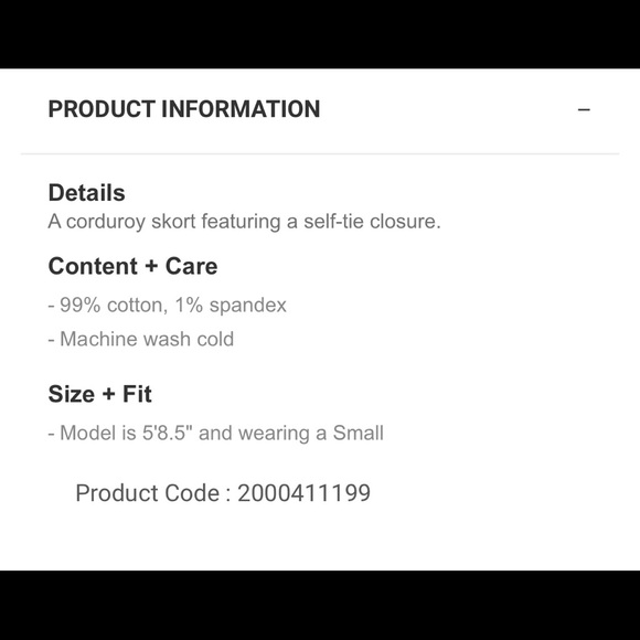 NWT Corduroy Tie-Front Skort. Size Large. - Picture 4 of 5